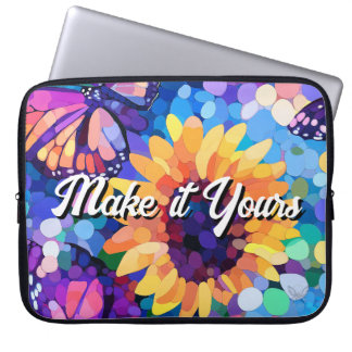 Funda para portátil de mariposa y girasol de mosai