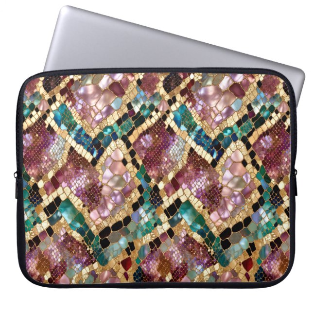 Funda para portátil de mármol de piel de serpiente (Frente)