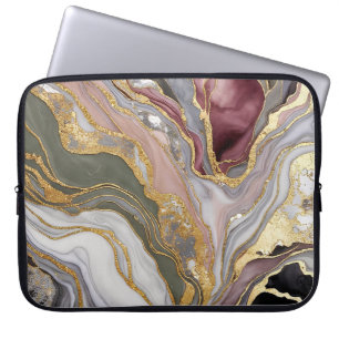Funda para portátil de mármol en dorado rosado de 