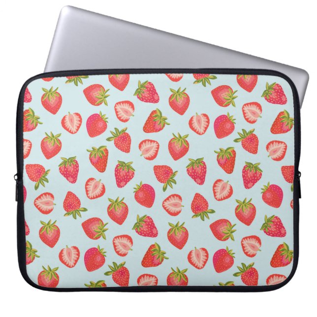 Funda para portátil de menta/fresa roja (Frente)