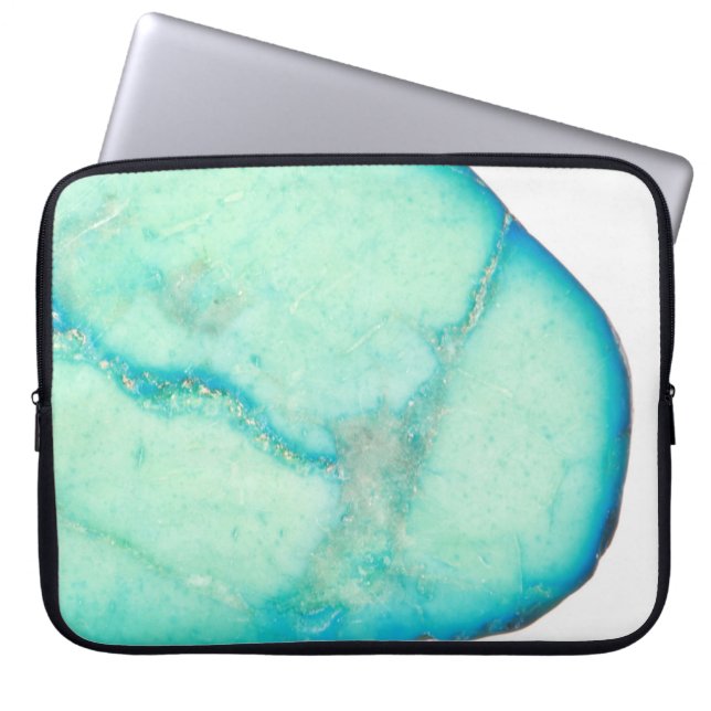 Funda para portátil de monograma Gemstone turquesa (Frente)