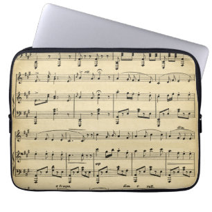 Funda para portátil de música de hojas antiguas