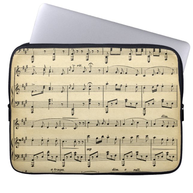 Funda para portátil de música de hojas antiguas (Frente)