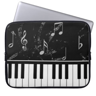 Funda para portátil de música de piano negro y bla