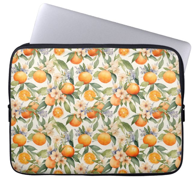Funda para portátil de naranja Blossom (Frente)