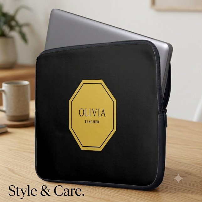 Funda para portátil de neoprene de 15" con nombre  (Custom Name & Title 15 Neoprene Laptop Sleeve)