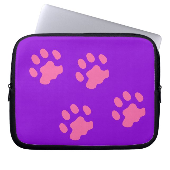 Funda para portátil de neopreno con patas rosadas  (Frente)