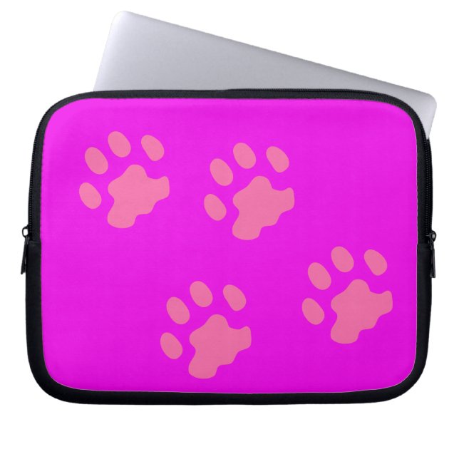 Funda para portátil de neopreno con patas rosadas  (Frente)