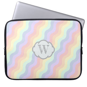 Funda para portátil de olas de arcoíris pastel