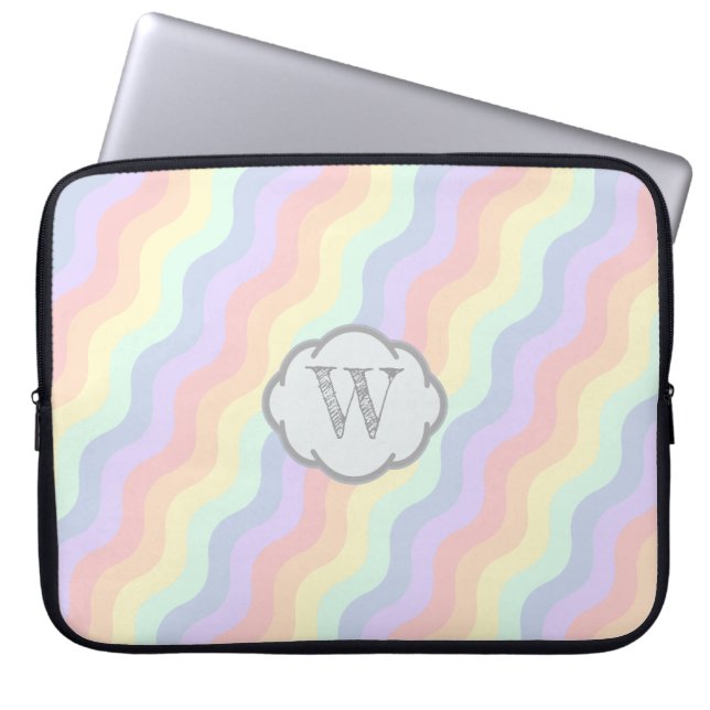 Funda para portátil de olas de arcoíris pastel (Frente)