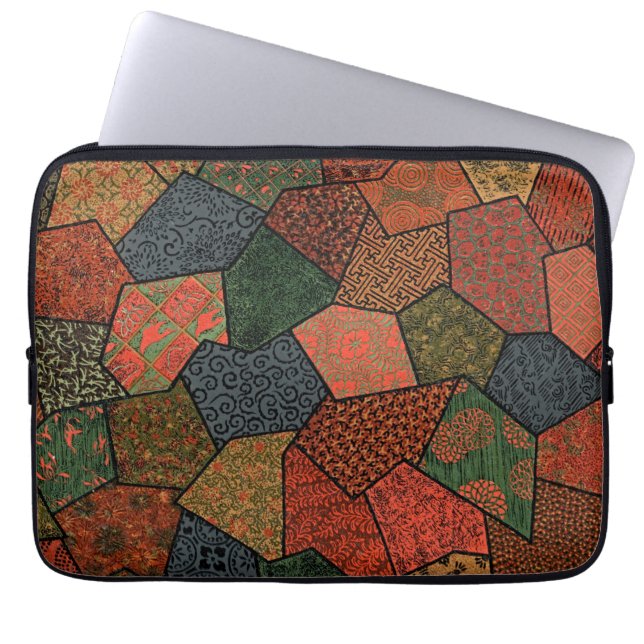Funda para portátil de patchwork Wabi-Sabi (Frente)