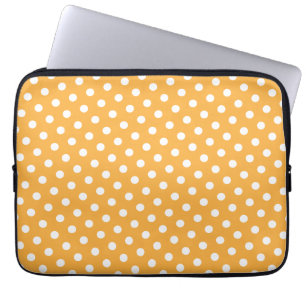 Funda para portátil de punto de polka blanco y nar