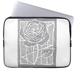 Funda para portátil de rosa de arte de línea geomé