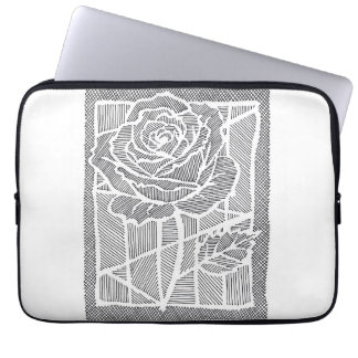 Funda para portátil de rosa de arte de línea geomé