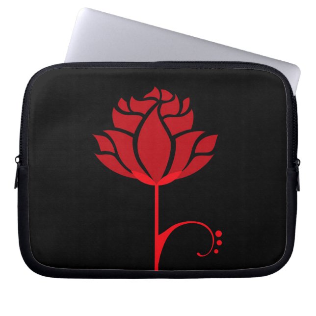 Funda para portátil de rosa roja moderna (Frente)