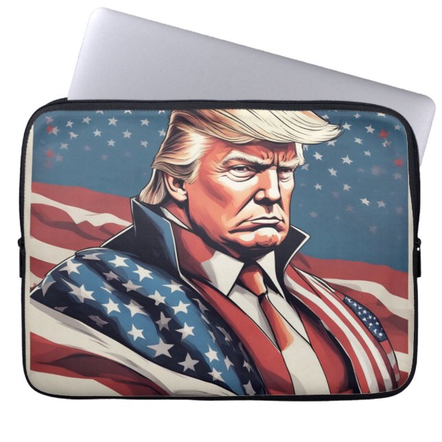 Funda para portátil de superhéroe épico de Trump (Frente)