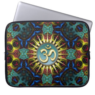 Funda para portátil de Tapiz Fractal Teal+Azul con
