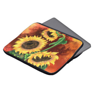 Funda para portátil de tres girasoles - Pintura