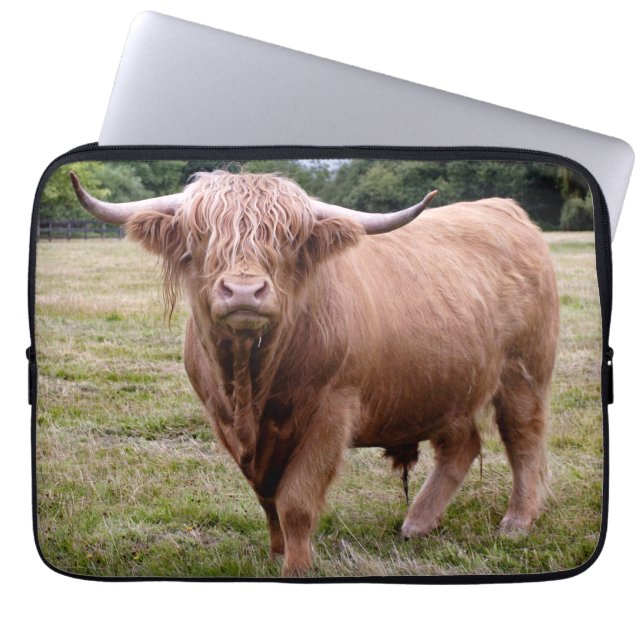 Funda para portátil de vaca de las Highlands (Frente)