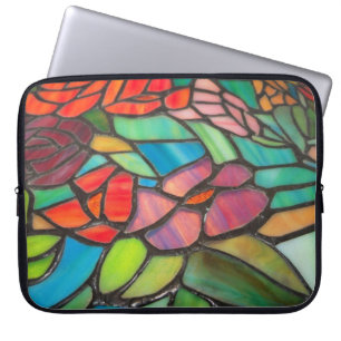 Funda para portátil de vidrio emplomado floral ros