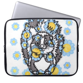 Funda para portátil de zorrillo lindo con flores a
