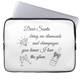 Funda Para Portátil Dear Santa Champagne & Diamonds Line Art Design
