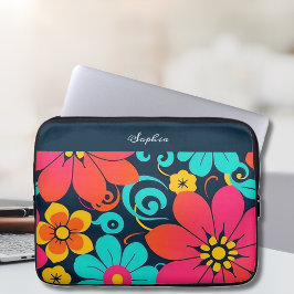 Funda Para Portátil Decoración de dopamina- Flores Funky Brillantes-Re