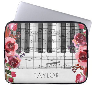 Funda Para Portátil Decoración de flores rojas de Piano Marsala
