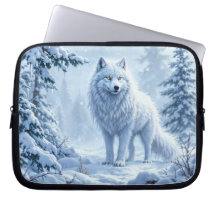 Decoración de hielo de lobo blanco y nevado