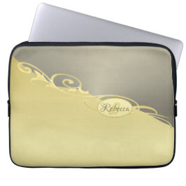 Funda Para Portátil Decoración de oro de lujo en oro y plata, Monogram