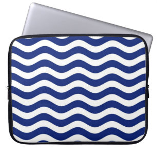 Funda Para Portátil Decoración moderna de rayas azules de la marina on