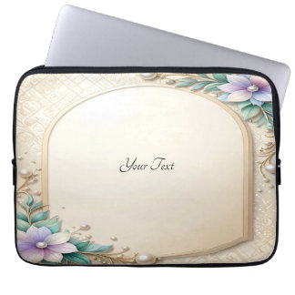 Funda Para Portátil Decorative Floral Frame with Pearls Laptop Sleeve