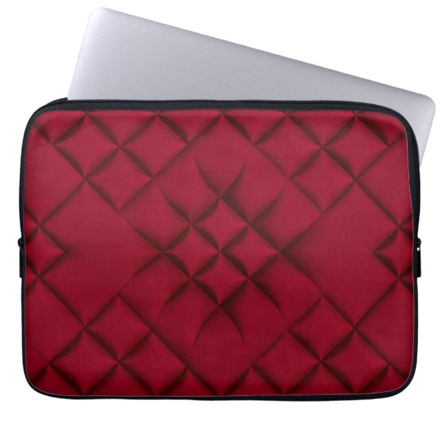 Funda Para Portátil Deep Red Quilted Leather Pattern (Frente)