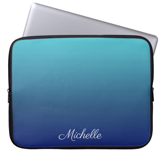 Funda Para Portátil Degradado sombrío azul personalizado (Frente)