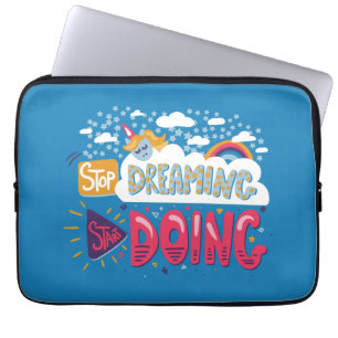 Funda Para Portátil Deja de soñar, empieza a hacer acero azul