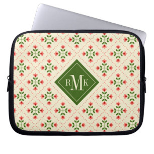 Funda Para Portátil Del edredón rosado del monograma el arte popula