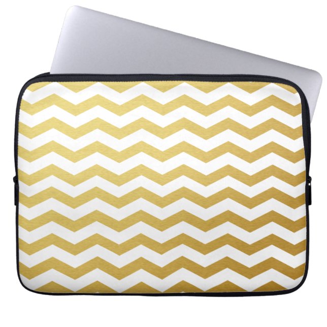 Funda para portátil del patrón de cheurón de oro (Frente)
