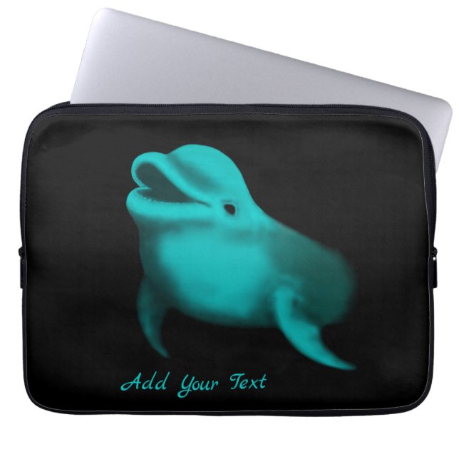 Funda Para Portátil Delfín afortunado - Añade tu texto (Frente)
