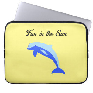 Funda Para Portátil Delfín Azul Feliz, Dibujo Animado del Océano Tropi