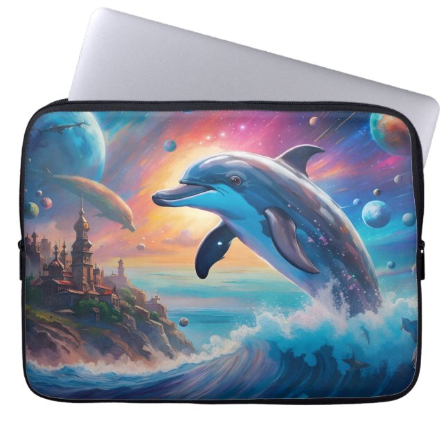 Funda Para Portátil Delfín, fantasía, planetas (Frente)