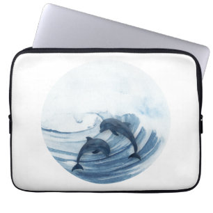 Funda Para Portátil Delfines buceadores en el surf