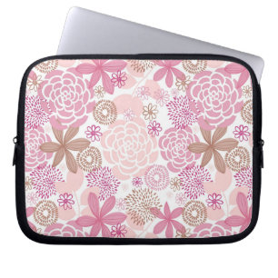 Funda Para Portátil Delicado patrón floral rosa y marrón