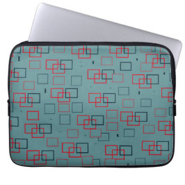 Funda Para Portátil Delicia de cuadrados rojos y turquesa