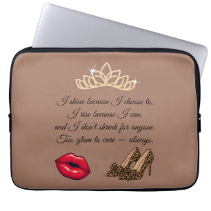 Funda Para Portátil Demasiado Glam para Preocuparse – Frase Chic