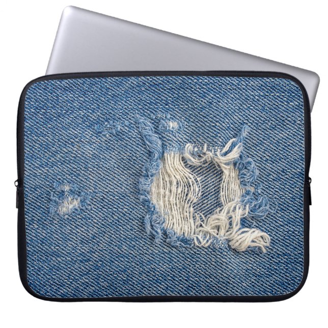 Funda Para Portátil Denim azul fracturado (Frente)