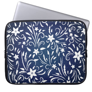Funda Para Portátil Denim Blooms: Fondo del patrón floral