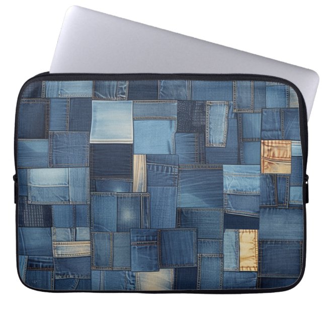 Funda Para Portátil Denim Patchwork (Frente)