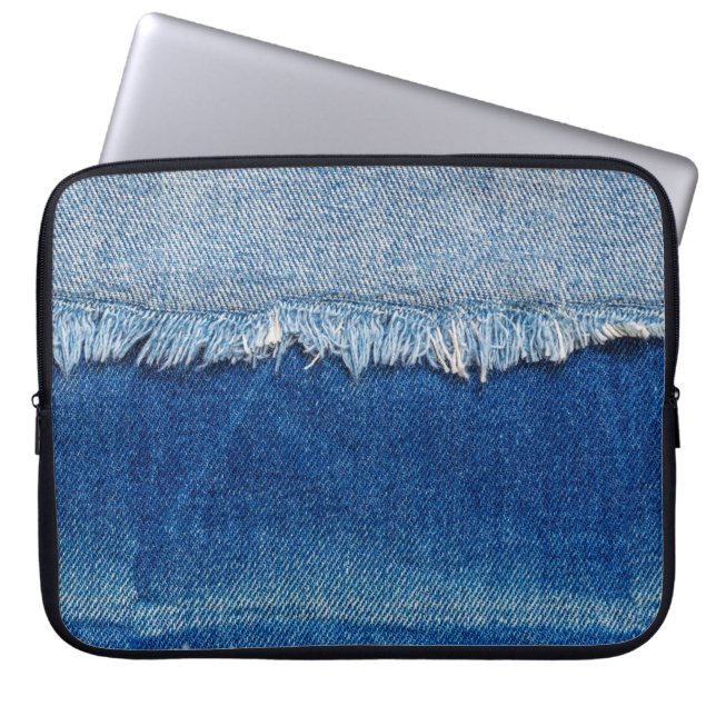 Funda Para Portátil Denim vaqueros de fondo. Tejidos de denim con b (Frente)