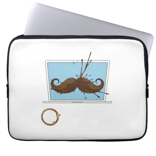Funda Para Portátil Derrame de café Mustache Sleeve | Trabajo divertid (Frente)