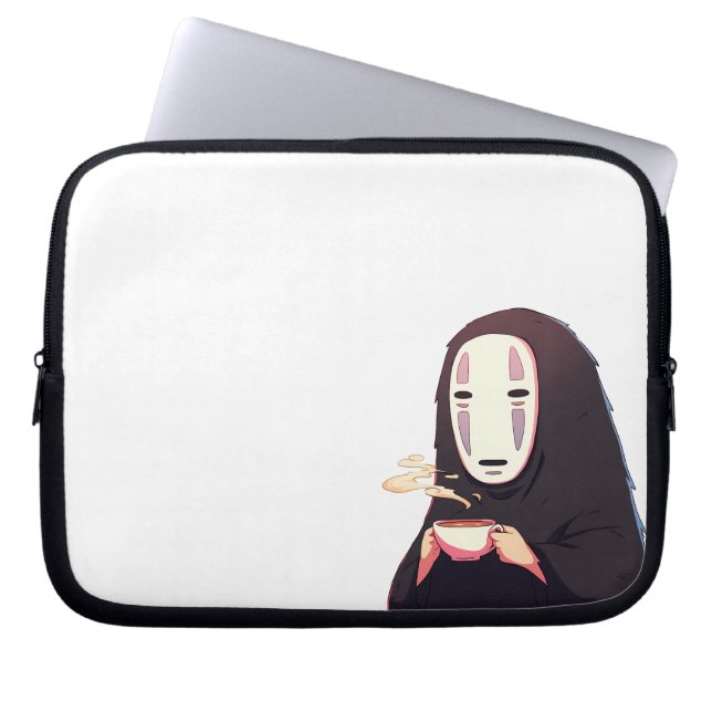 Funda Para Portátil desanimado - mascarilla anime tomando té (Frente)
